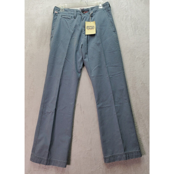 Levi's Bootcut Pants Mens Size 28 Blue Tab Twills High Rise Pockets‎ Flat Front - Picture 1 of 9